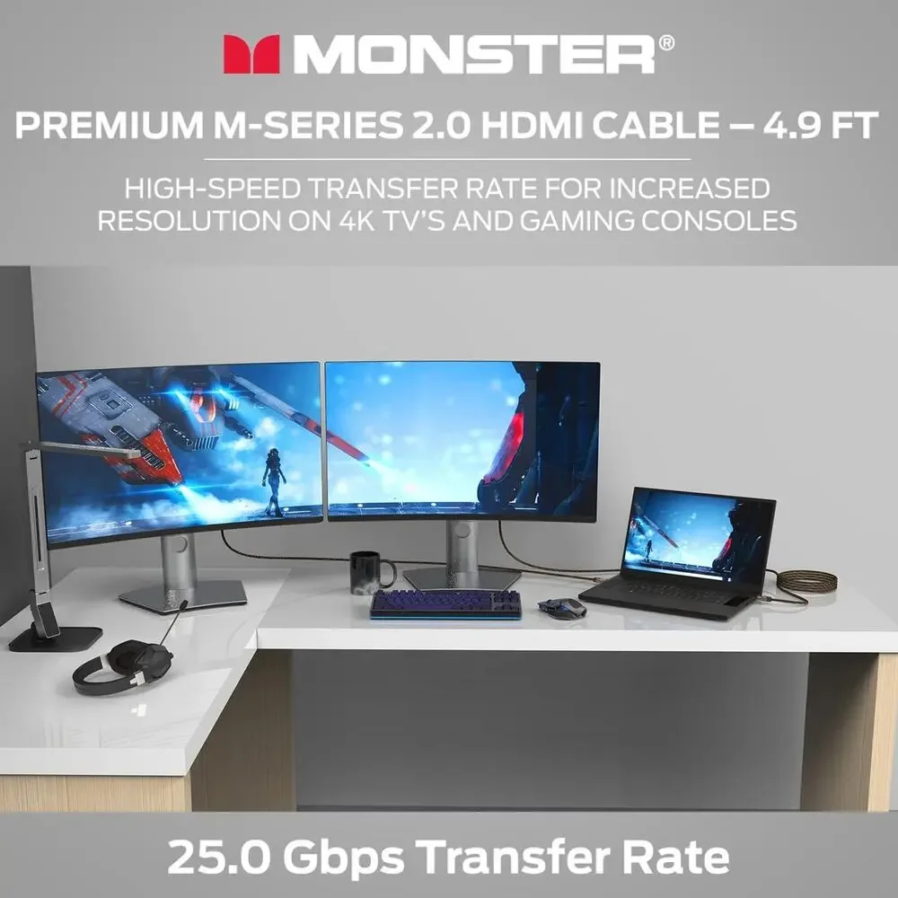 Monster HDMI Cable M-Series Certified Premium 2.0, Features 4K Ultra HD at 60Hz